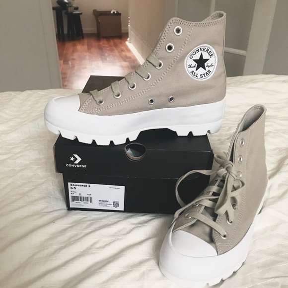 converse lugged high top beige